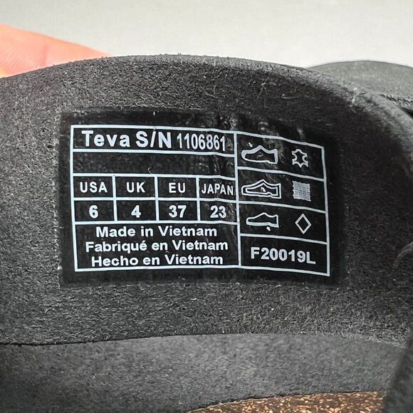 Teva Women's Size 6 Mahonia Black Leather Slide Sandals - Picture 9 of 9